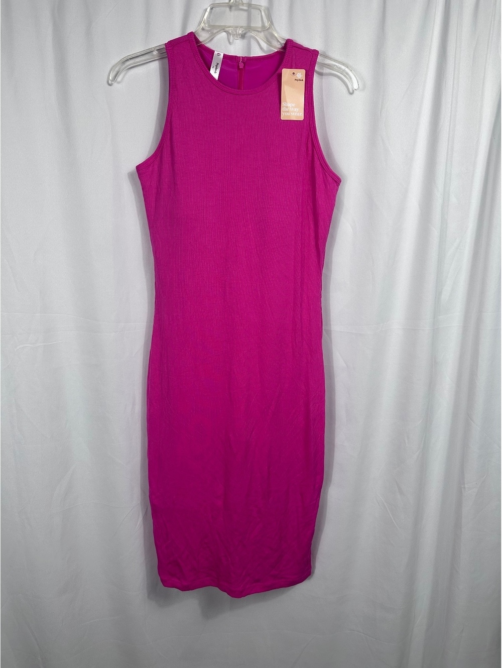 Popilush Women's Ribbed Sleeveless Bodycon Shapewear Dress XXL Pink